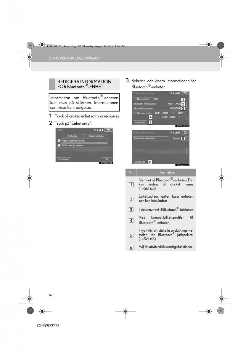 Lexus IS300h III 3 instruktionsbok / page 62