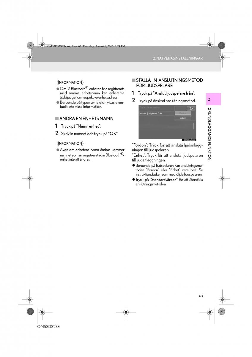 Lexus IS300h III 3 instruktionsbok / page 63