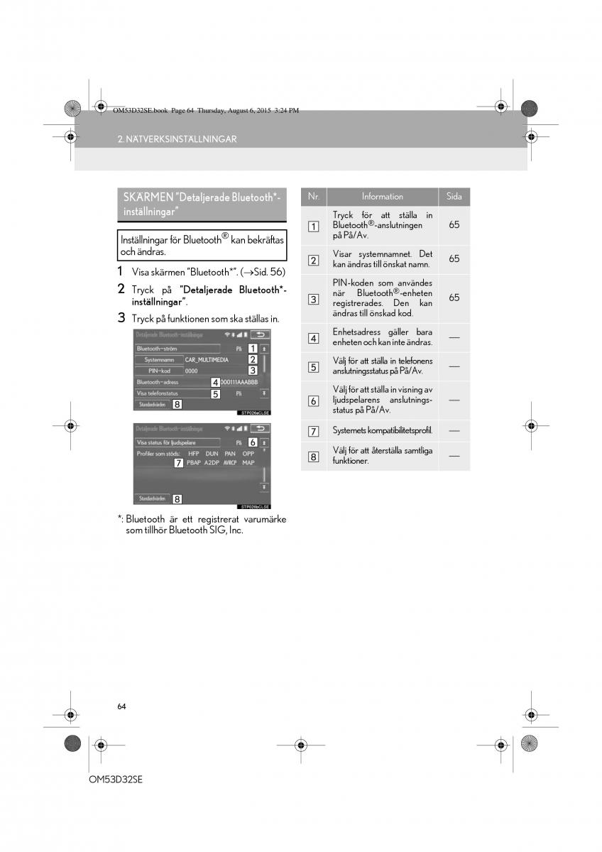 Lexus IS300h III 3 instruktionsbok / page 64