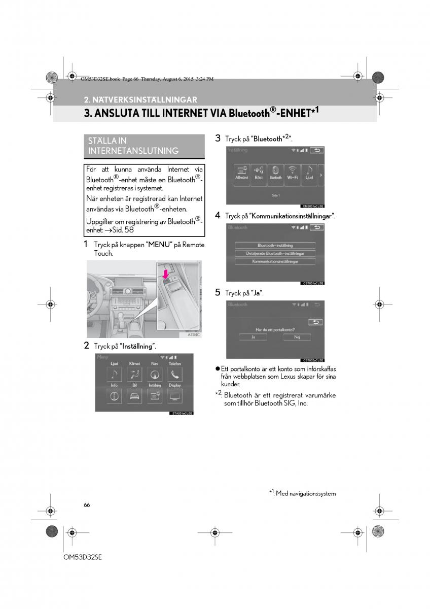 Lexus IS300h III 3 instruktionsbok / page 66