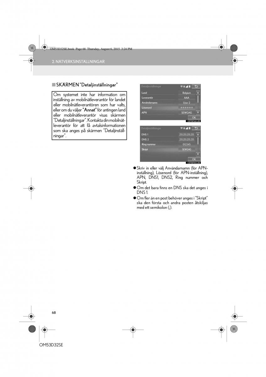 Lexus IS300h III 3 instruktionsbok / page 68