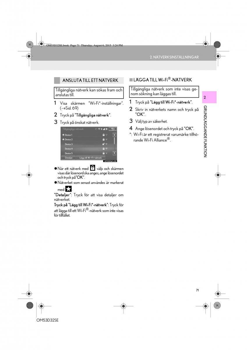 Lexus IS300h III 3 instruktionsbok / page 71