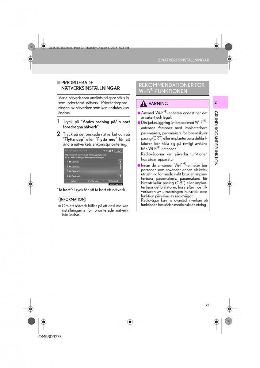 Lexus IS300h III 3 instruktionsbok / page 73