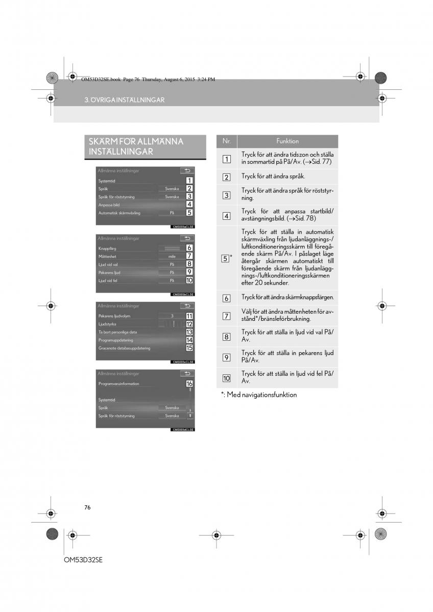 Lexus IS300h III 3 instruktionsbok / page 76