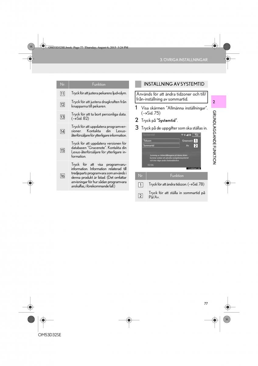 Lexus IS300h III 3 instruktionsbok / page 77