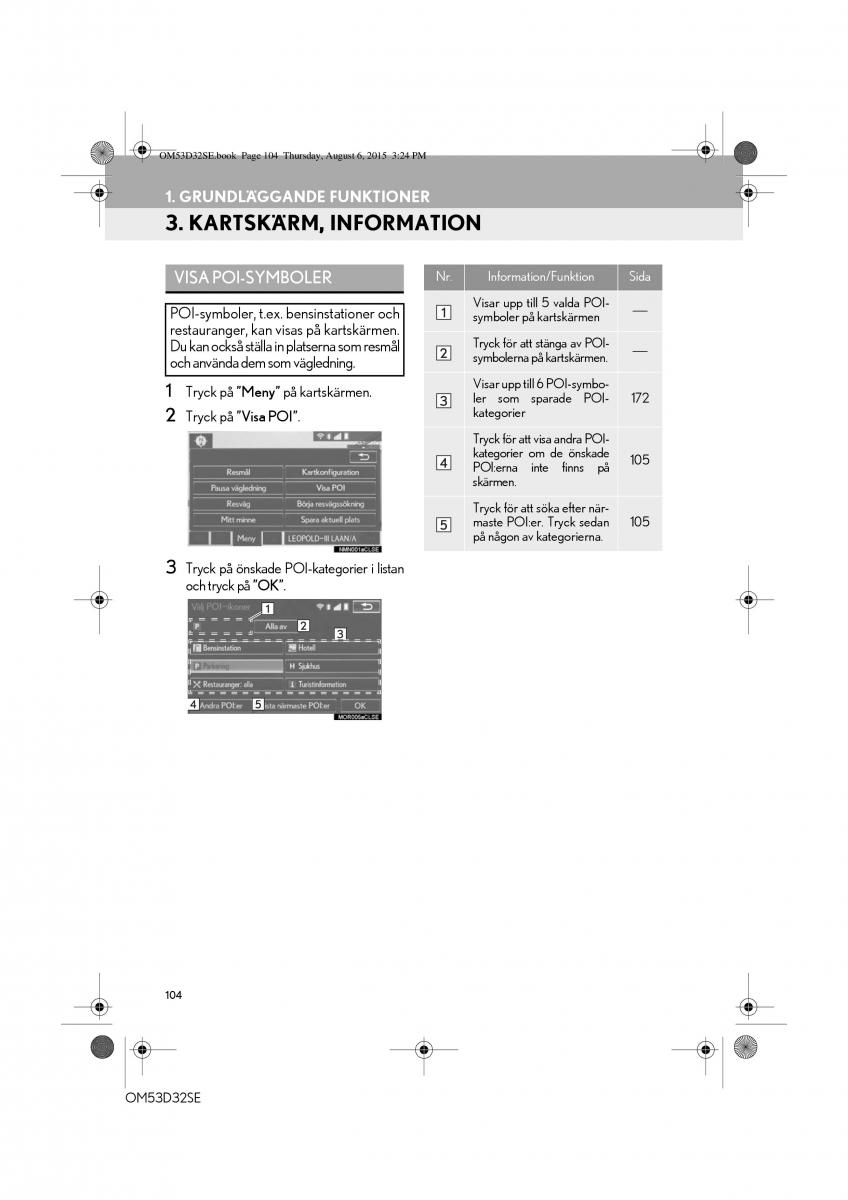 Lexus IS300h III 3 instruktionsbok / page 104