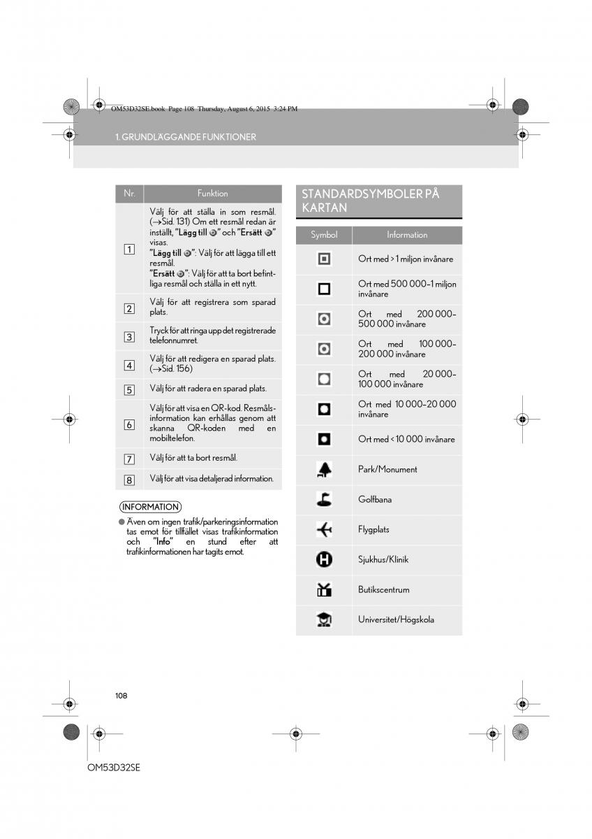 Lexus IS300h III 3 instruktionsbok / page 108