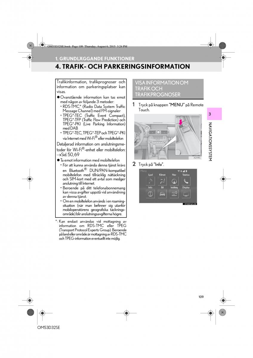 Lexus IS300h III 3 instruktionsbok / page 109