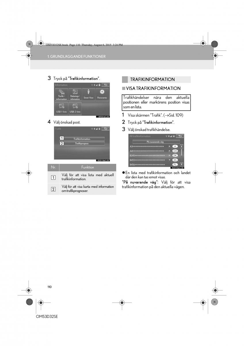 Lexus IS300h III 3 instruktionsbok / page 110