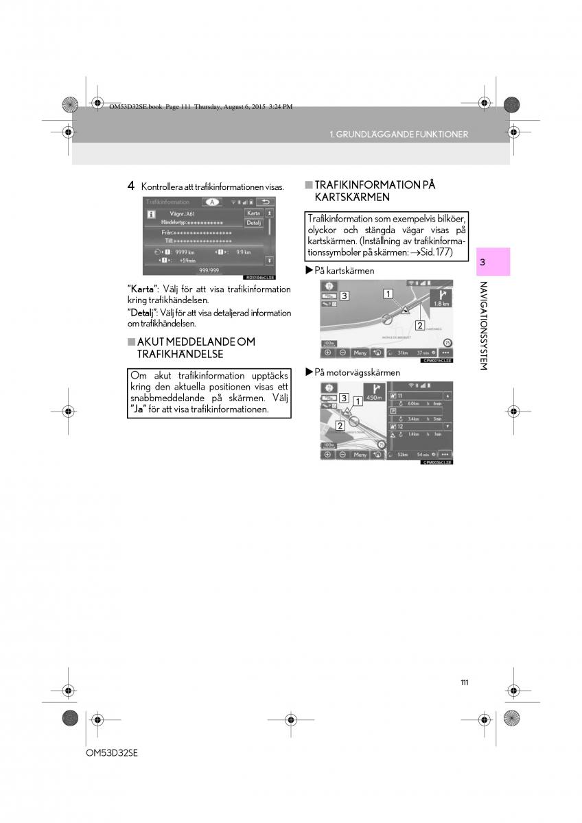 Lexus IS300h III 3 instruktionsbok / page 111