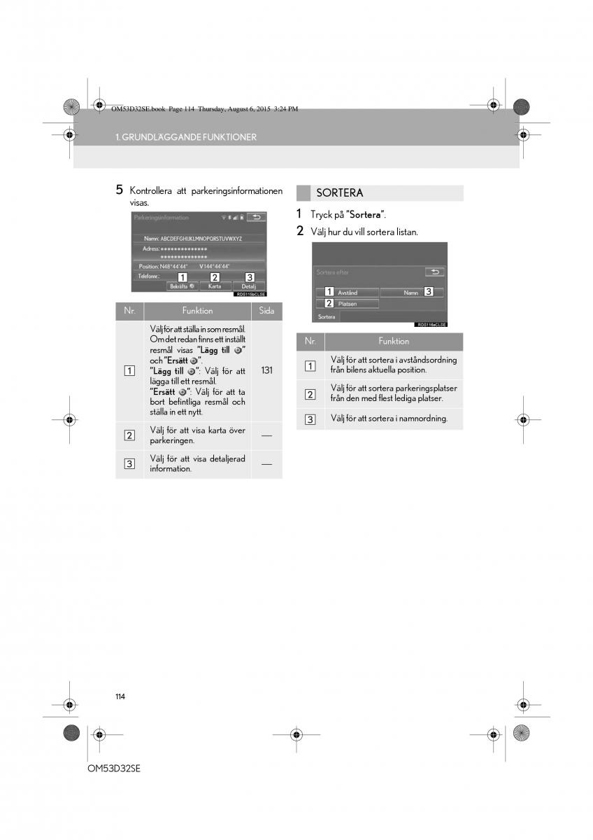 Lexus IS300h III 3 instruktionsbok / page 114