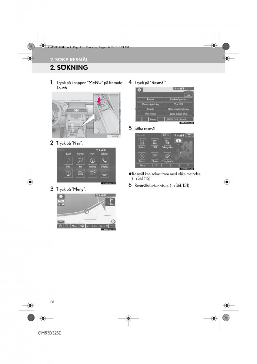 Lexus IS300h III 3 instruktionsbok / page 118