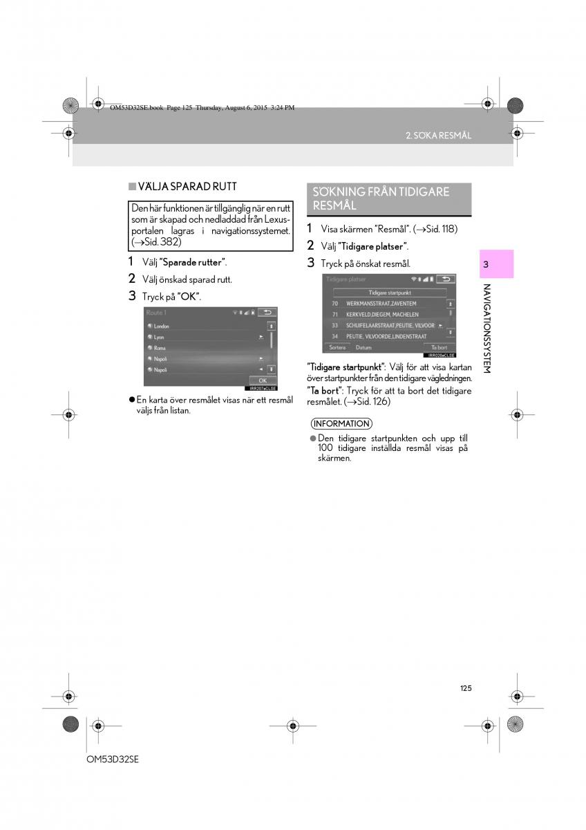 Lexus IS300h III 3 instruktionsbok / page 125