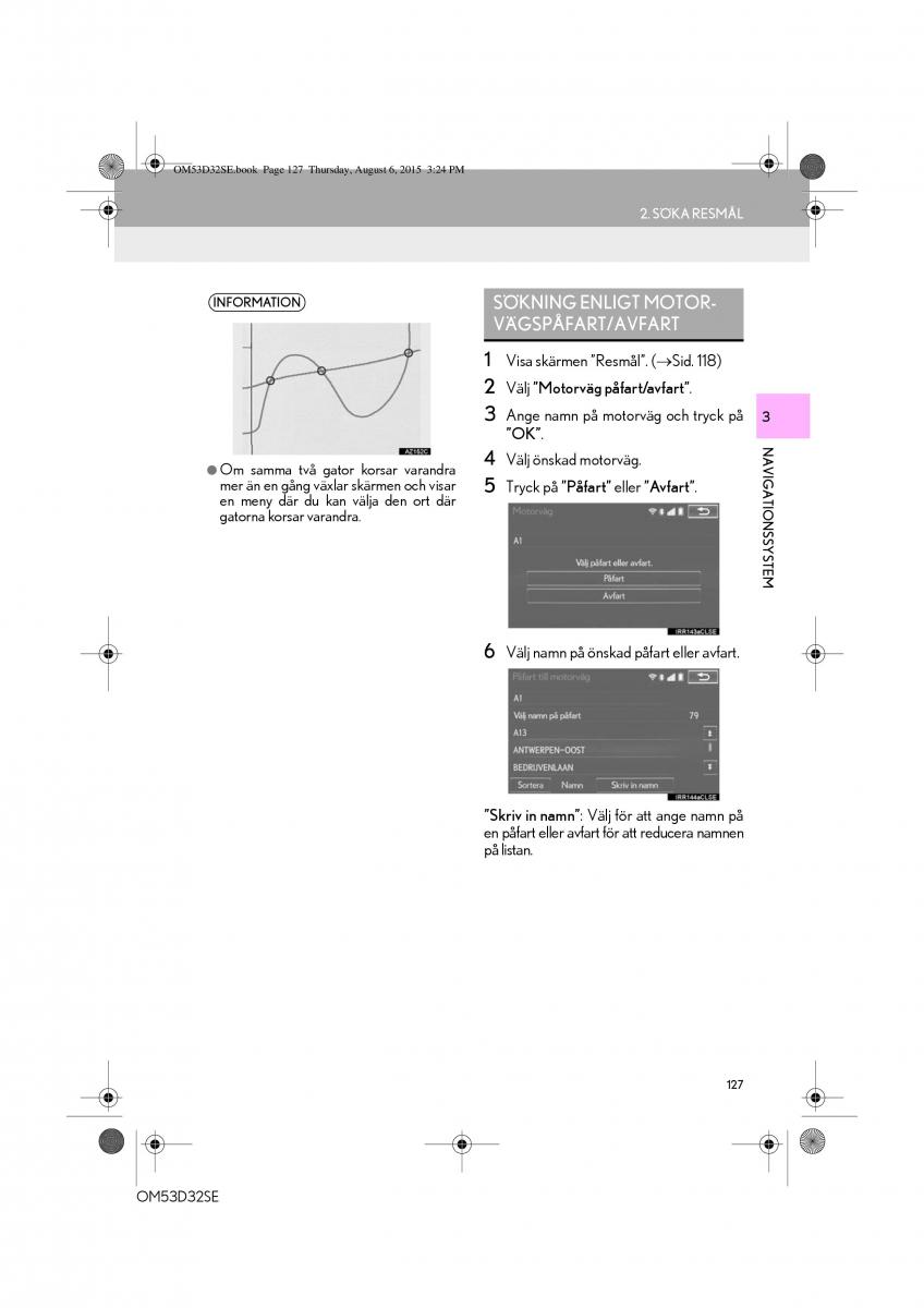 Lexus IS300h III 3 instruktionsbok / page 127