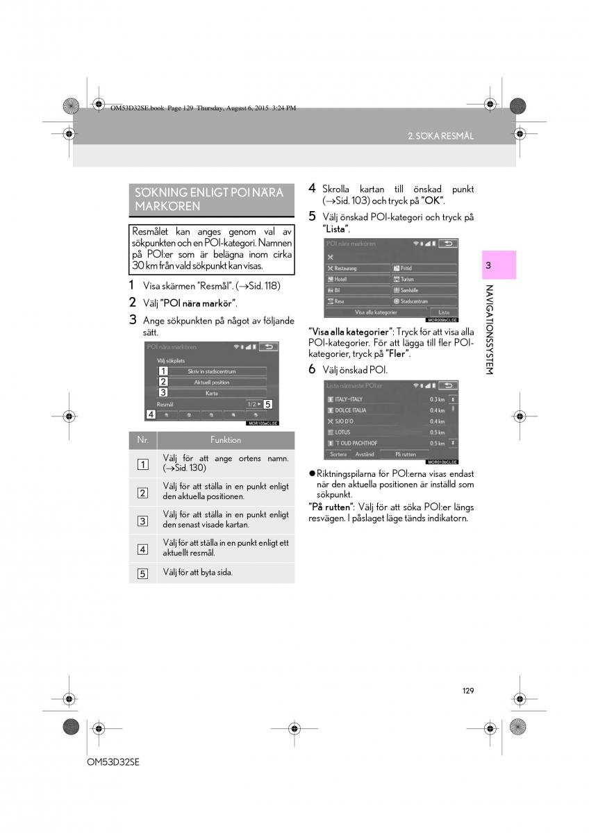 Lexus IS300h III 3 instruktionsbok / page 129