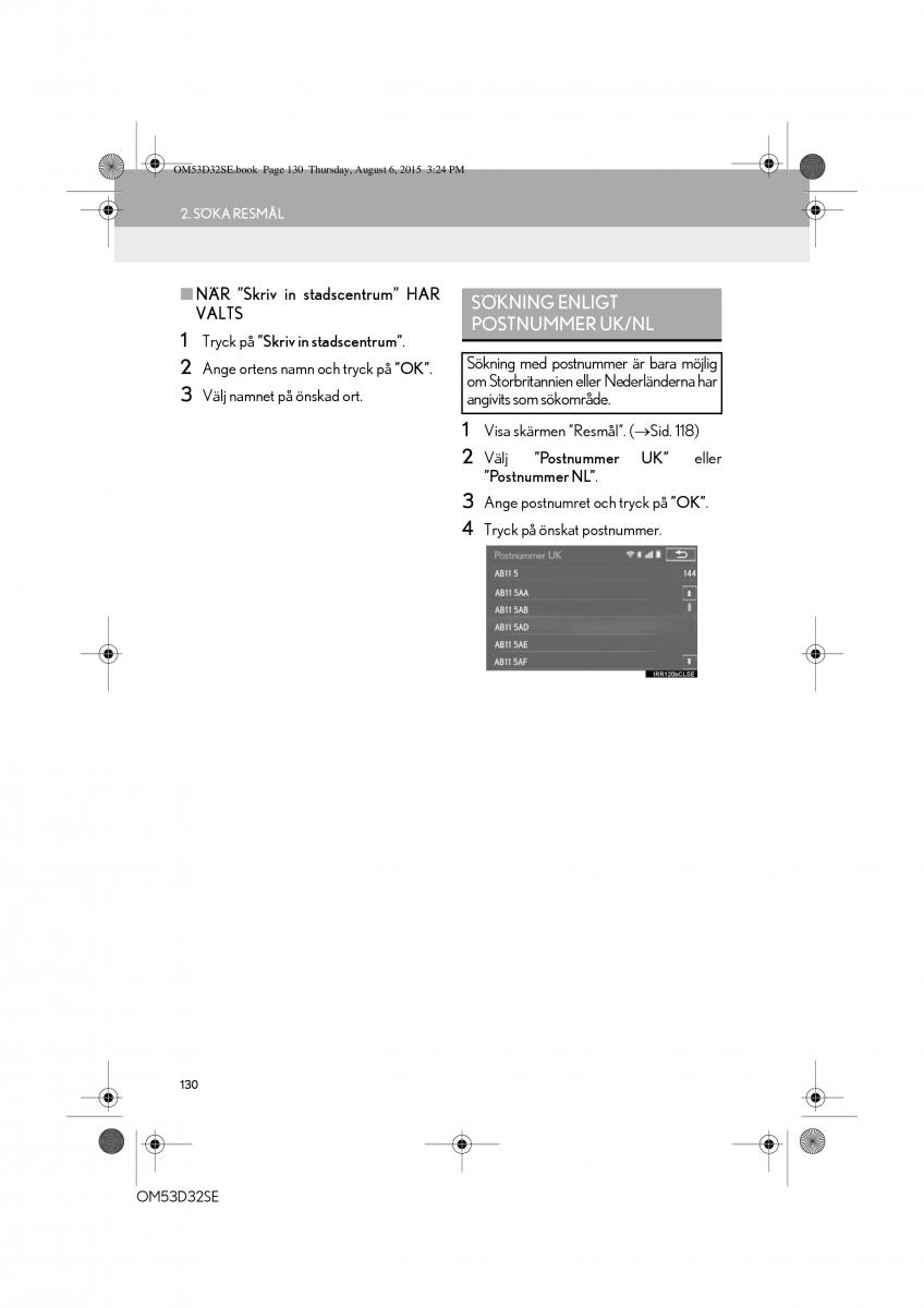 Lexus IS300h III 3 instruktionsbok / page 130