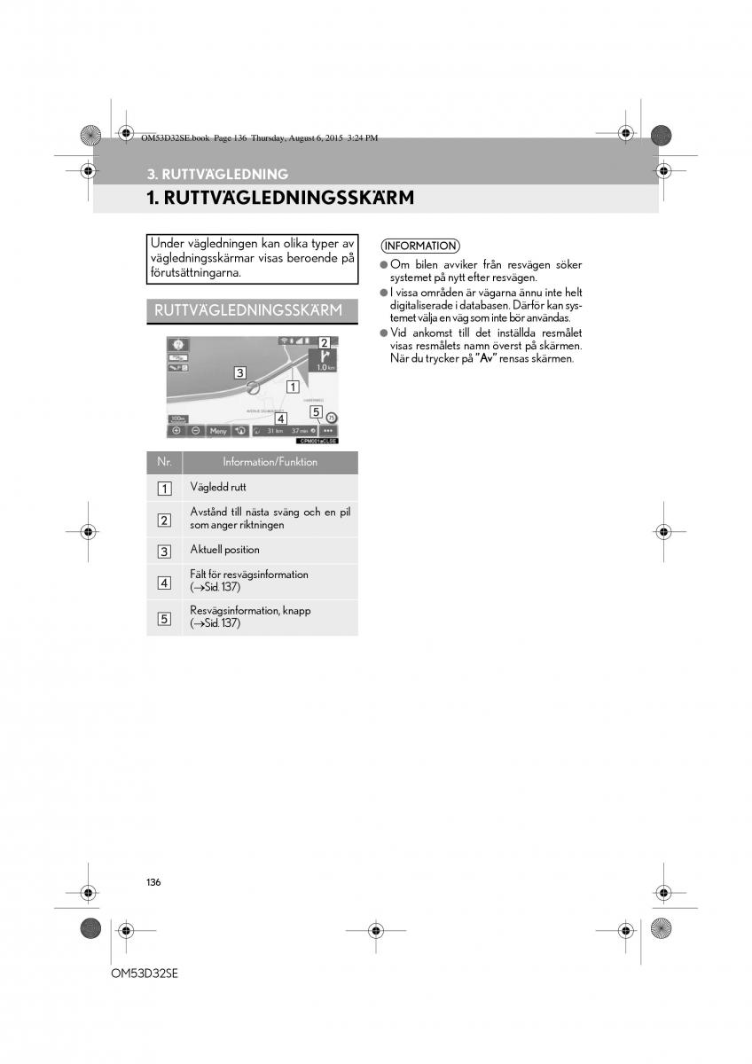 Lexus IS300h III 3 instruktionsbok / page 136