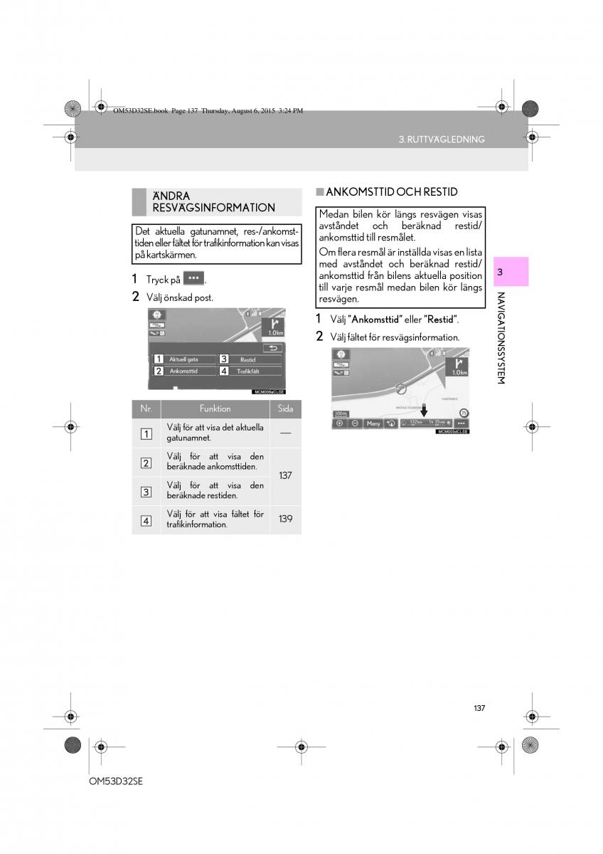 Lexus IS300h III 3 instruktionsbok / page 137