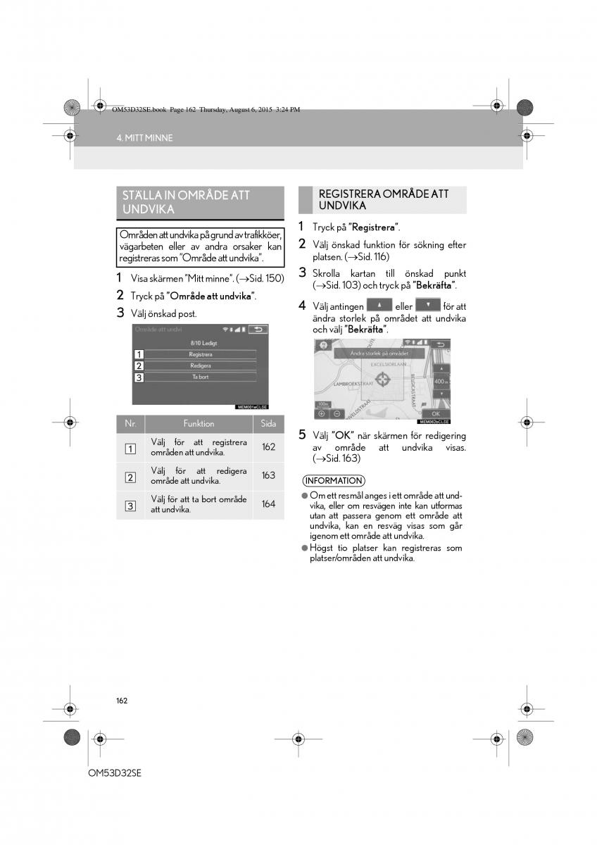 Lexus IS300h III 3 instruktionsbok / page 162