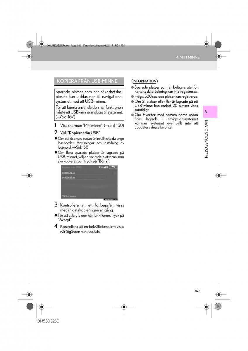 Lexus IS300h III 3 instruktionsbok / page 169