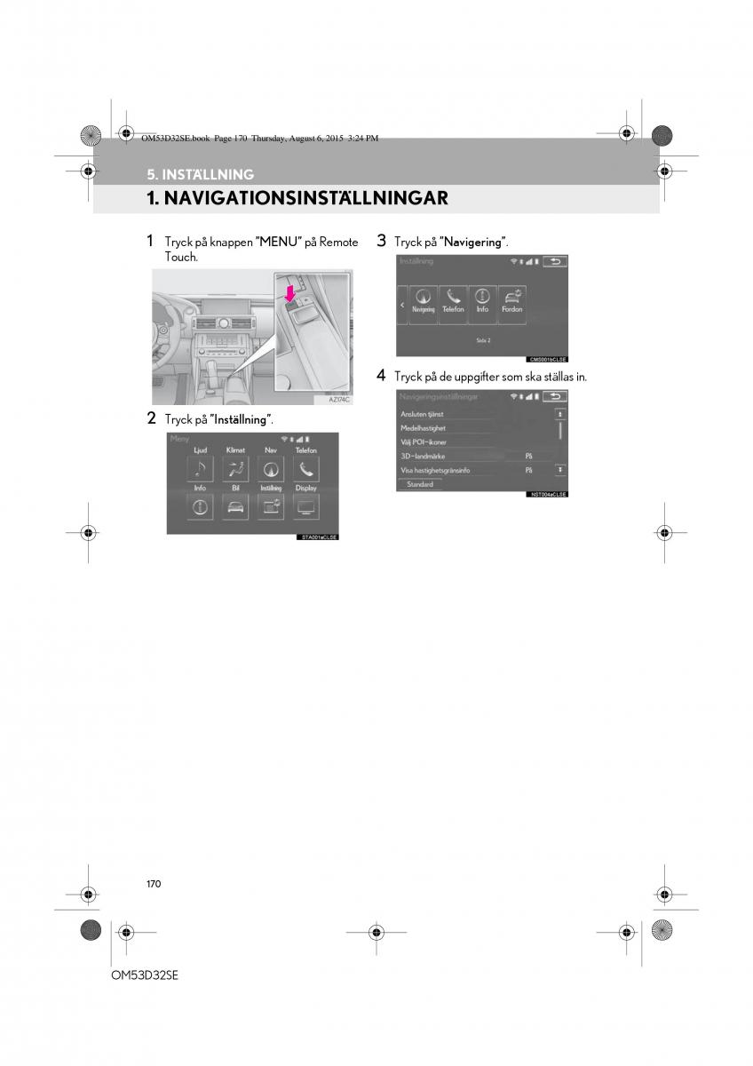 Lexus IS300h III 3 instruktionsbok / page 170