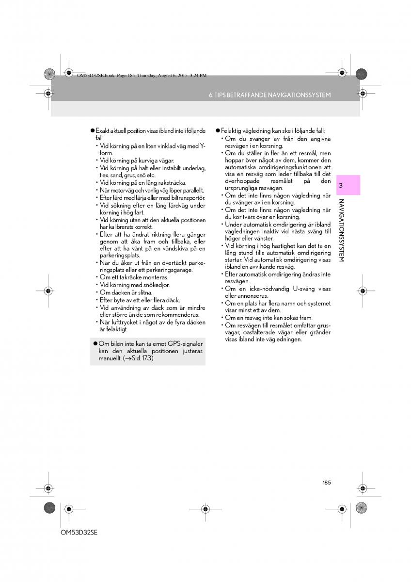 Lexus IS300h III 3 instruktionsbok / page 185