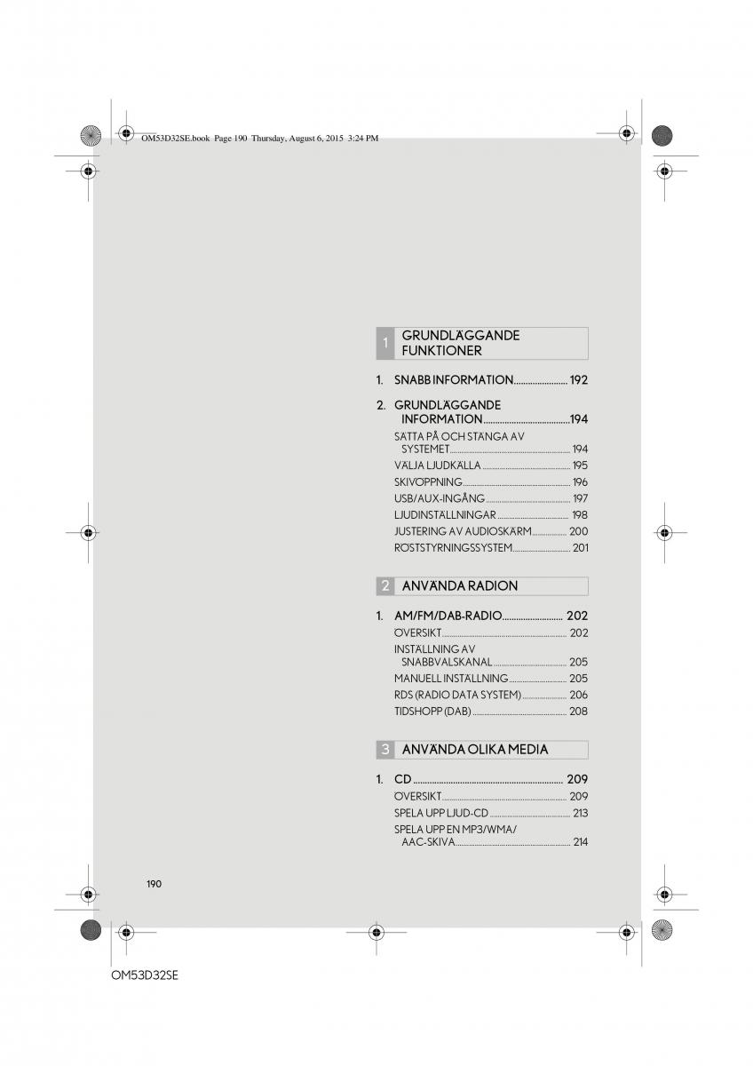 Lexus IS300h III 3 instruktionsbok / page 190