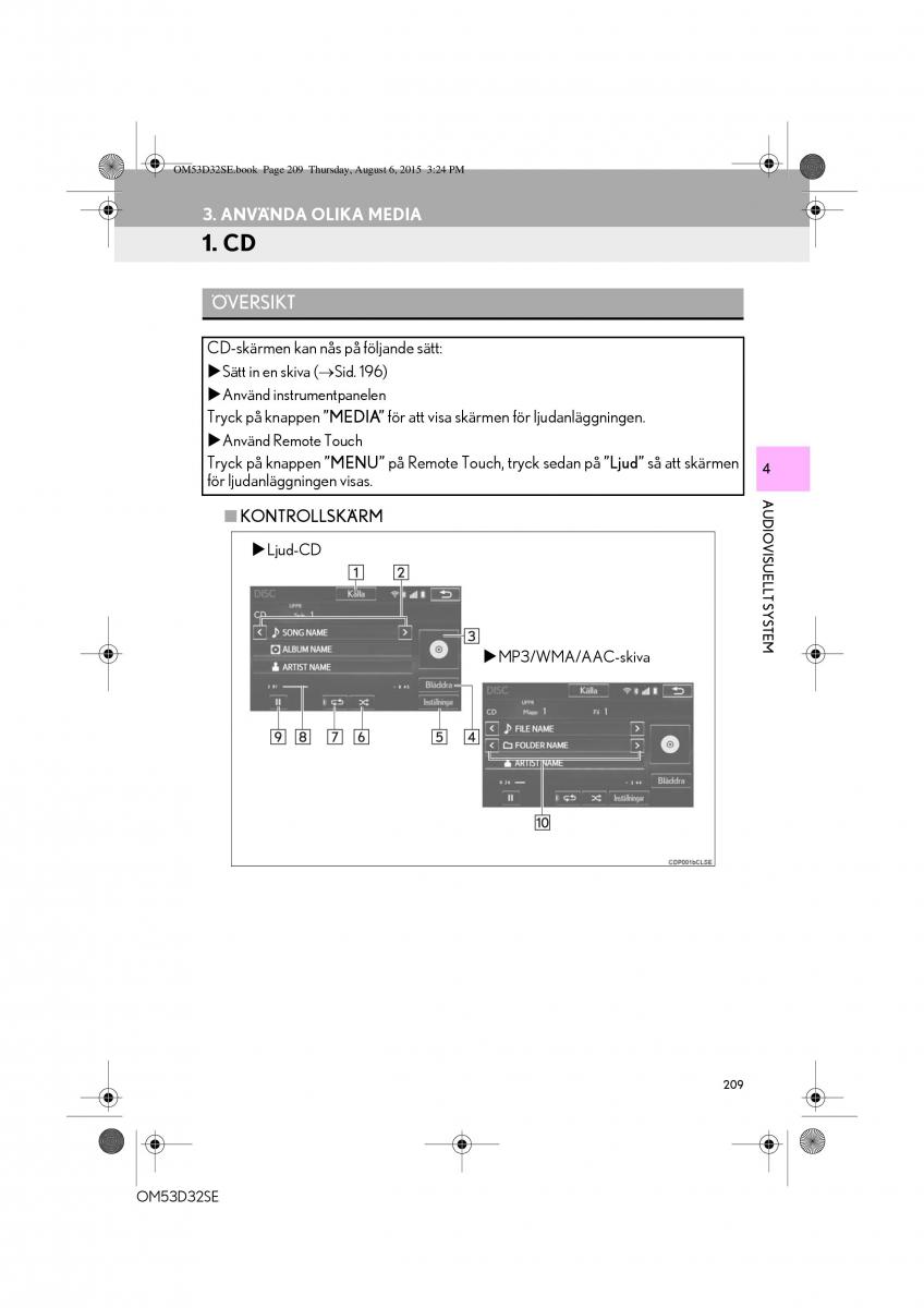 Lexus IS300h III 3 instruktionsbok / page 209