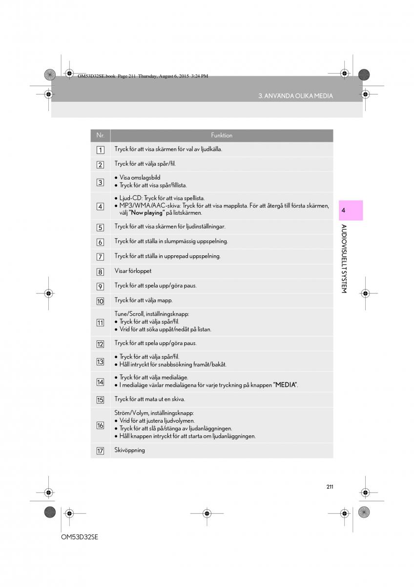 Lexus IS300h III 3 instruktionsbok / page 211