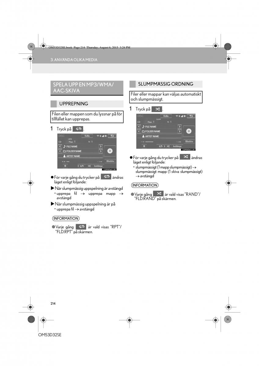 Lexus IS300h III 3 instruktionsbok / page 214