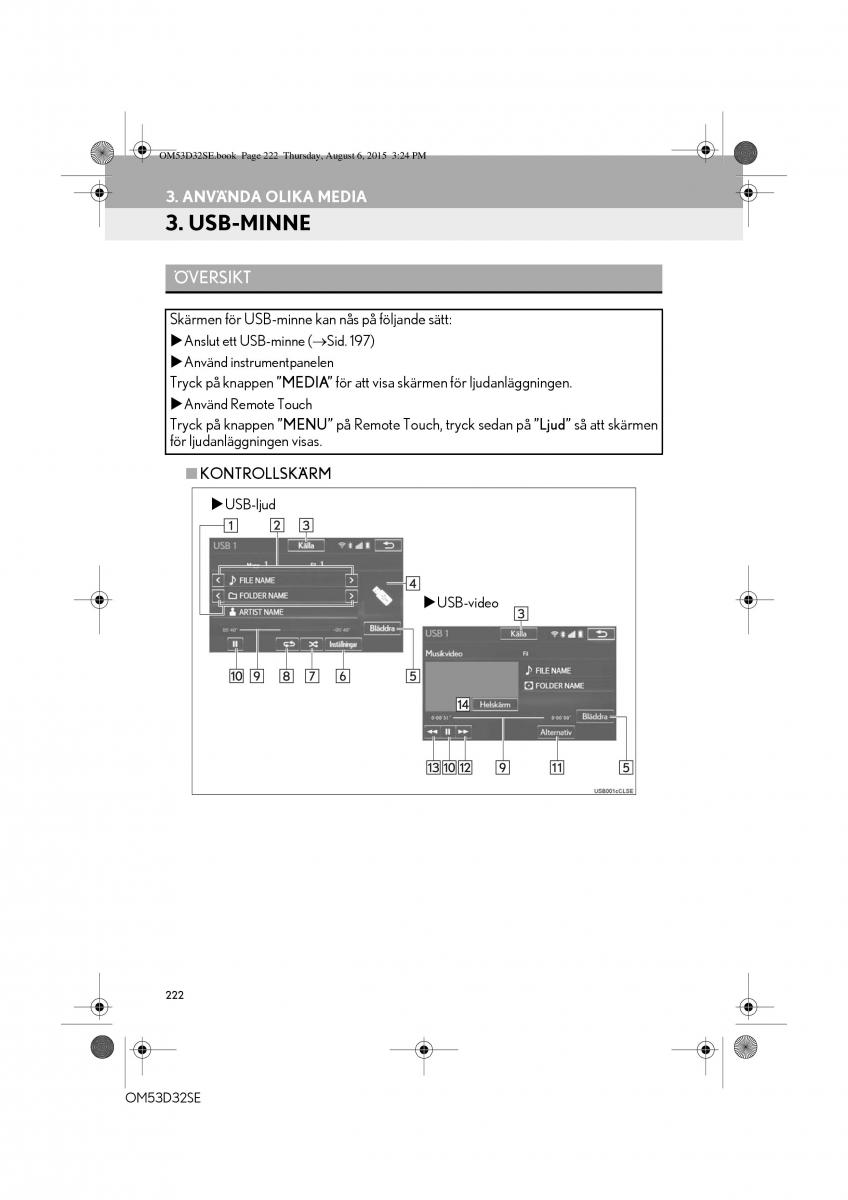 Lexus IS300h III 3 instruktionsbok / page 222