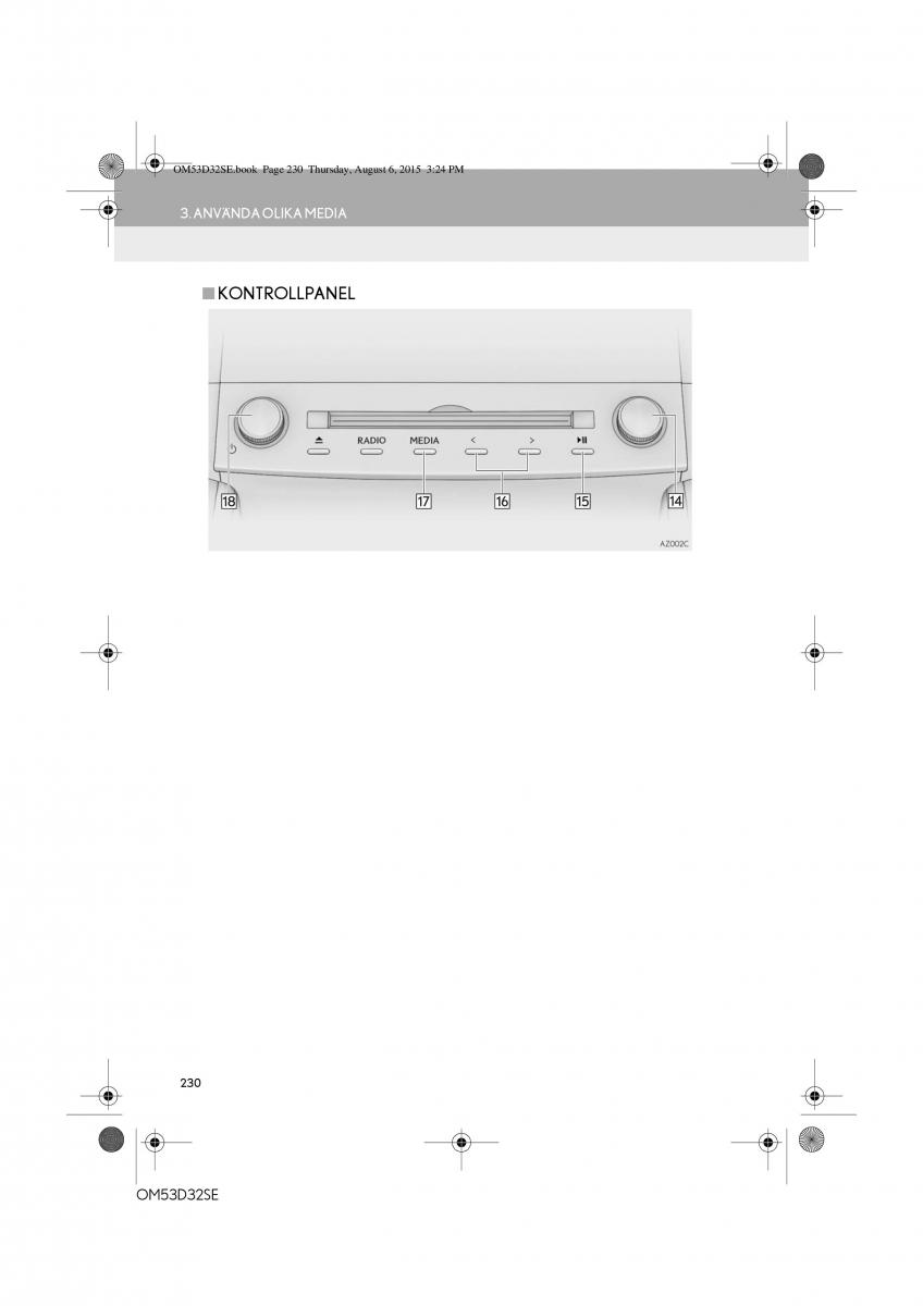 Lexus IS300h III 3 instruktionsbok / page 230