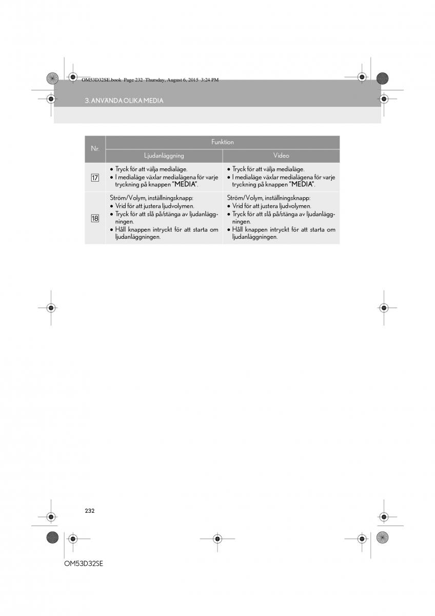 Lexus IS300h III 3 instruktionsbok / page 232