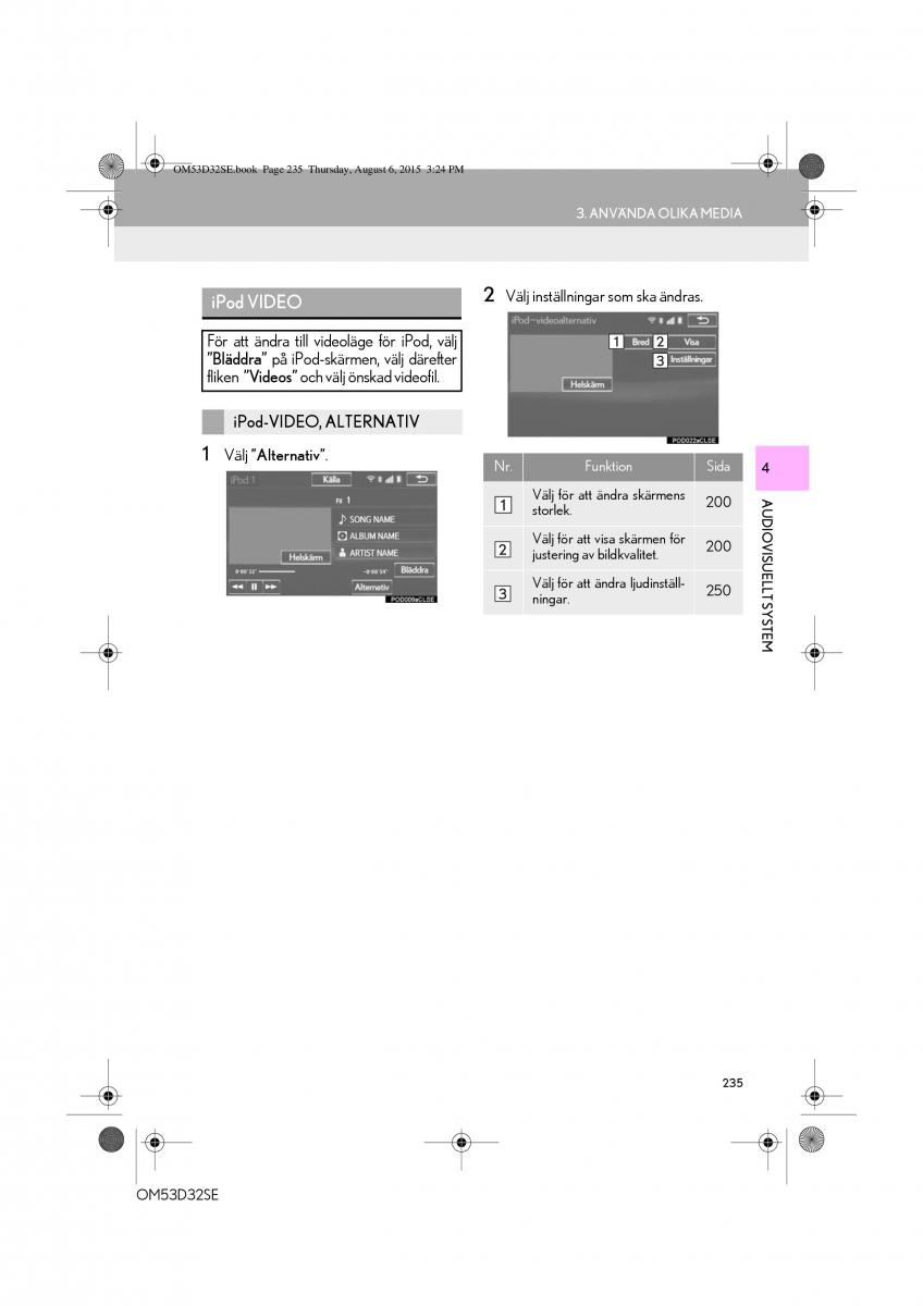 Lexus IS300h III 3 instruktionsbok / page 235