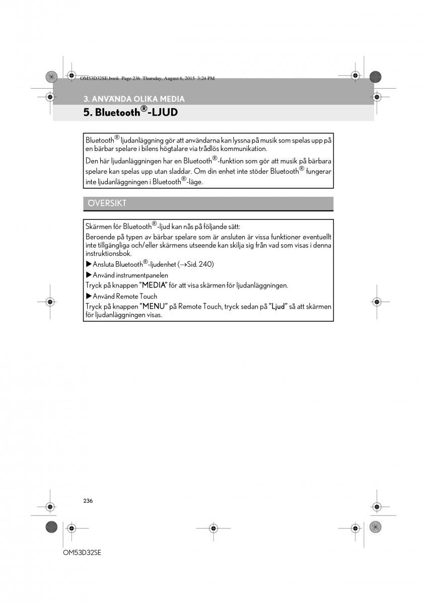 Lexus IS300h III 3 instruktionsbok / page 236