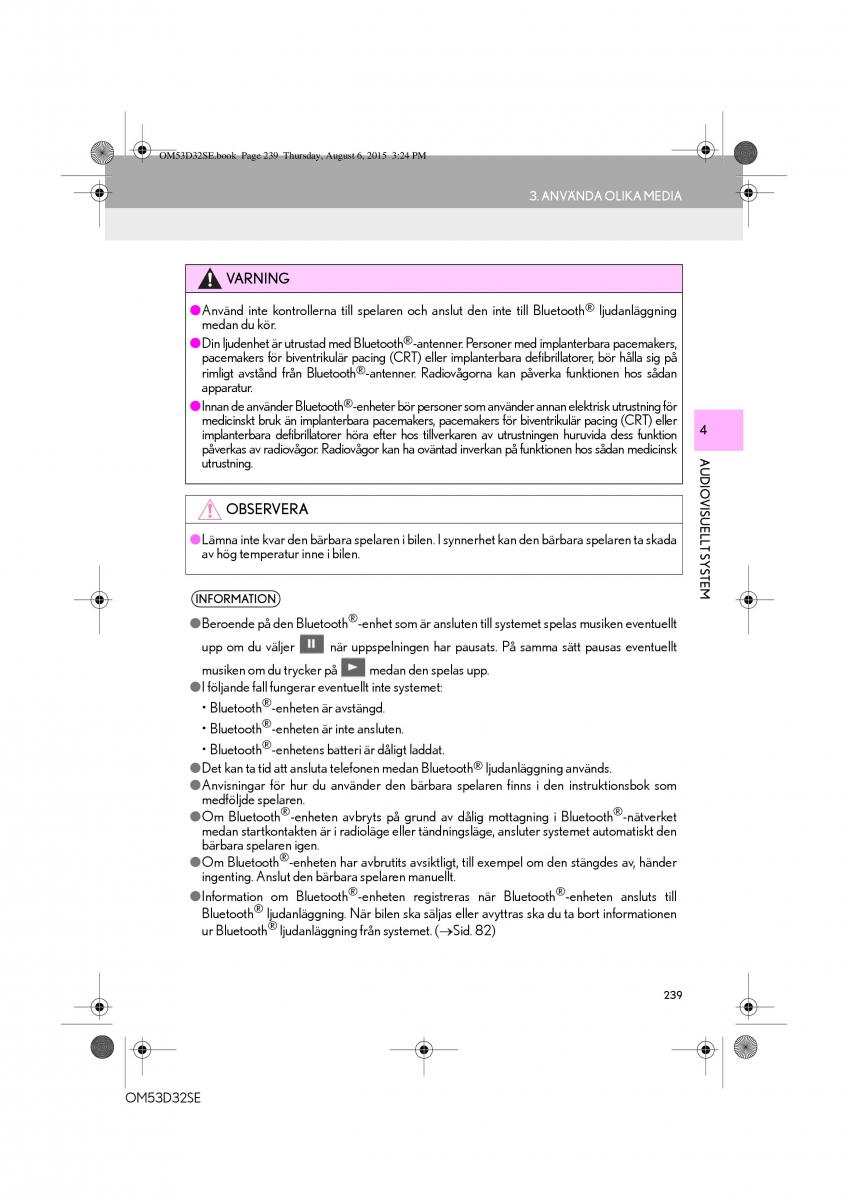 Lexus IS300h III 3 instruktionsbok / page 239