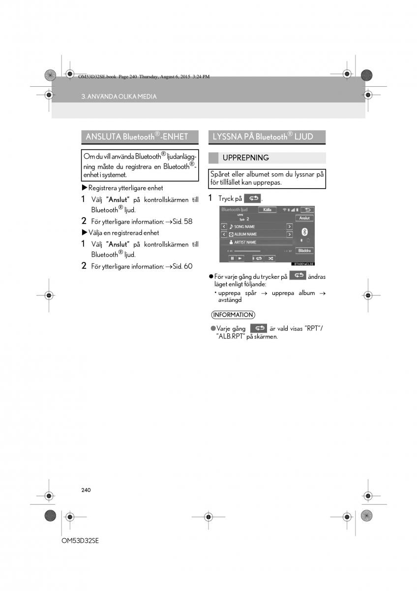 Lexus IS300h III 3 instruktionsbok / page 240