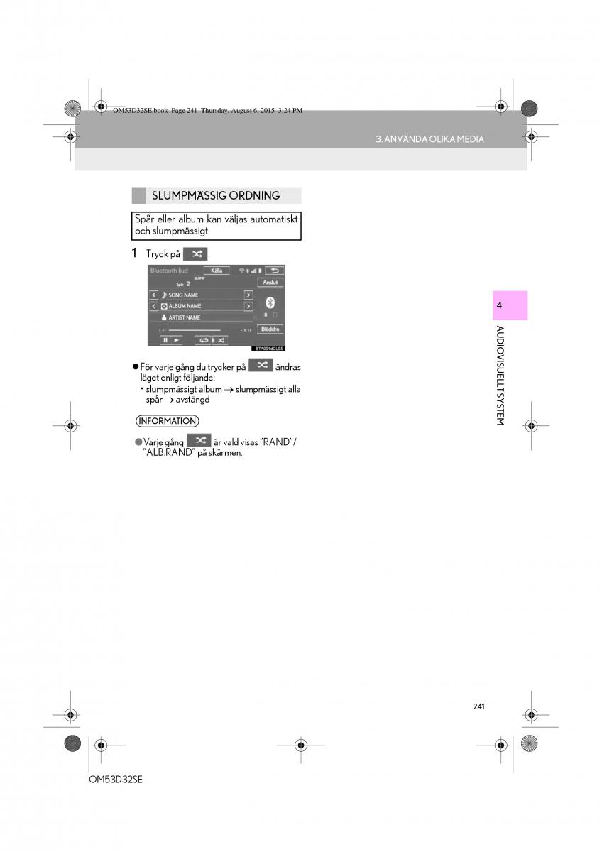 Lexus IS300h III 3 instruktionsbok / page 241