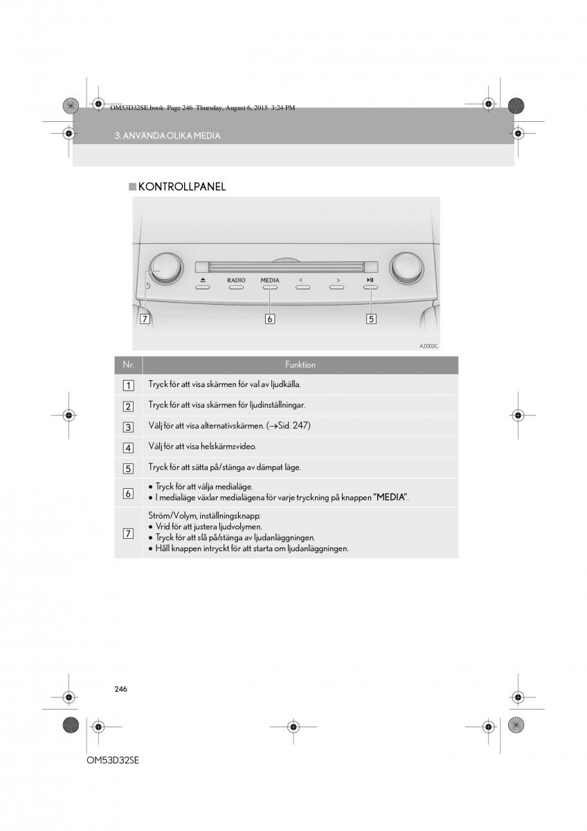 Lexus IS300h III 3 instruktionsbok / page 246