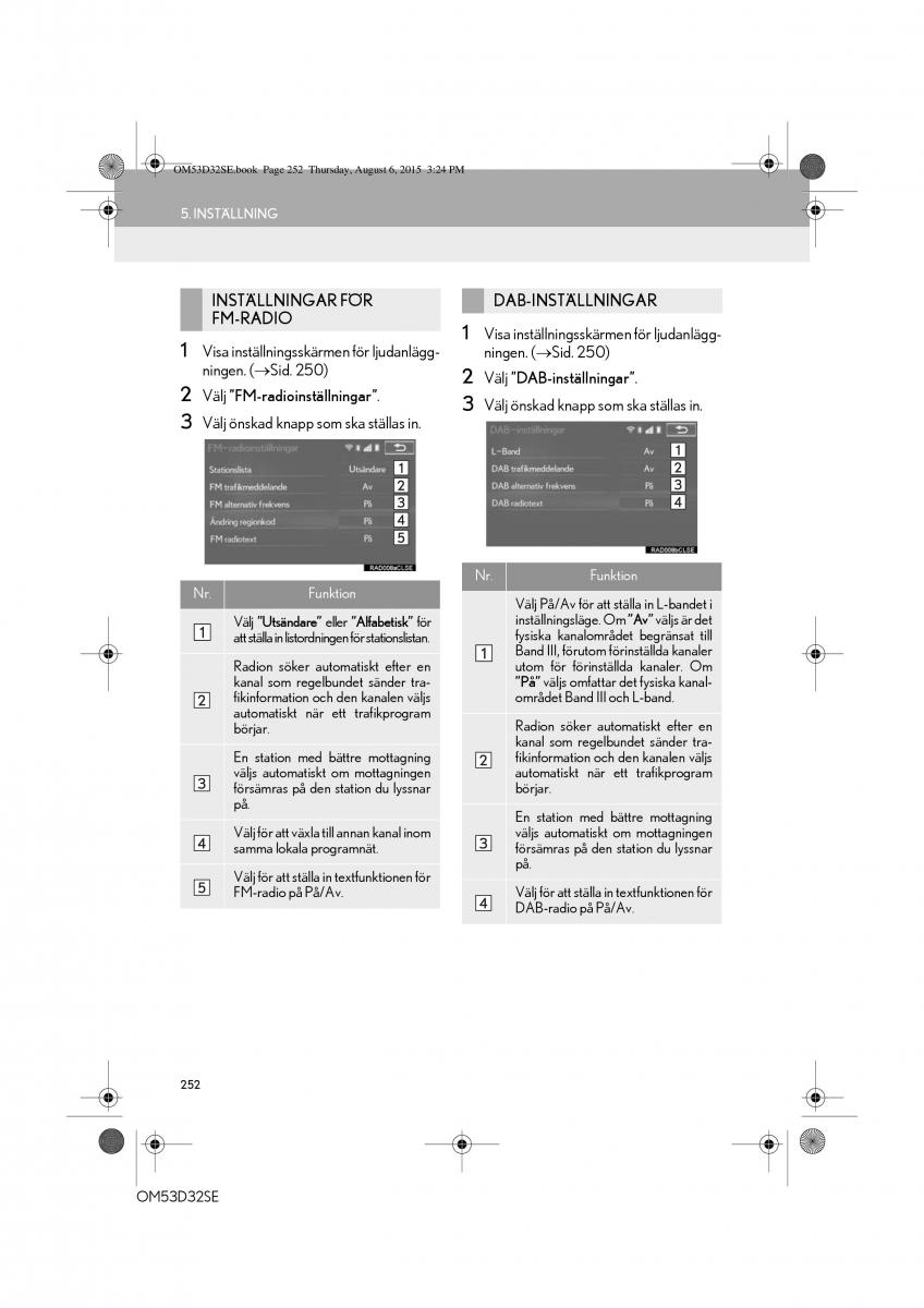 Lexus IS300h III 3 instruktionsbok / page 252