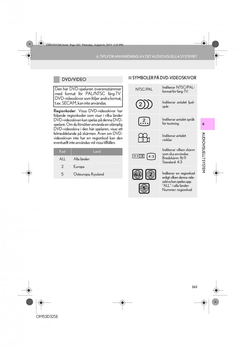 Lexus IS300h III 3 instruktionsbok / page 263