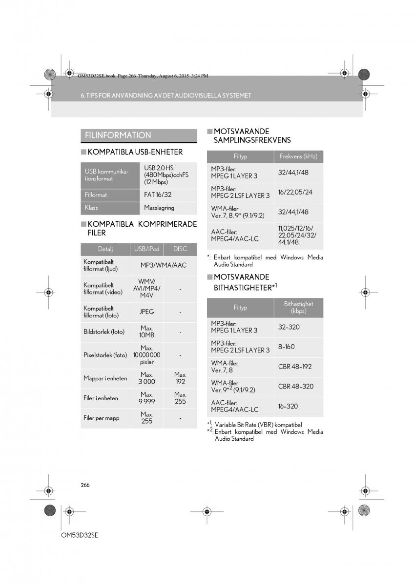 Lexus IS300h III 3 instruktionsbok / page 266