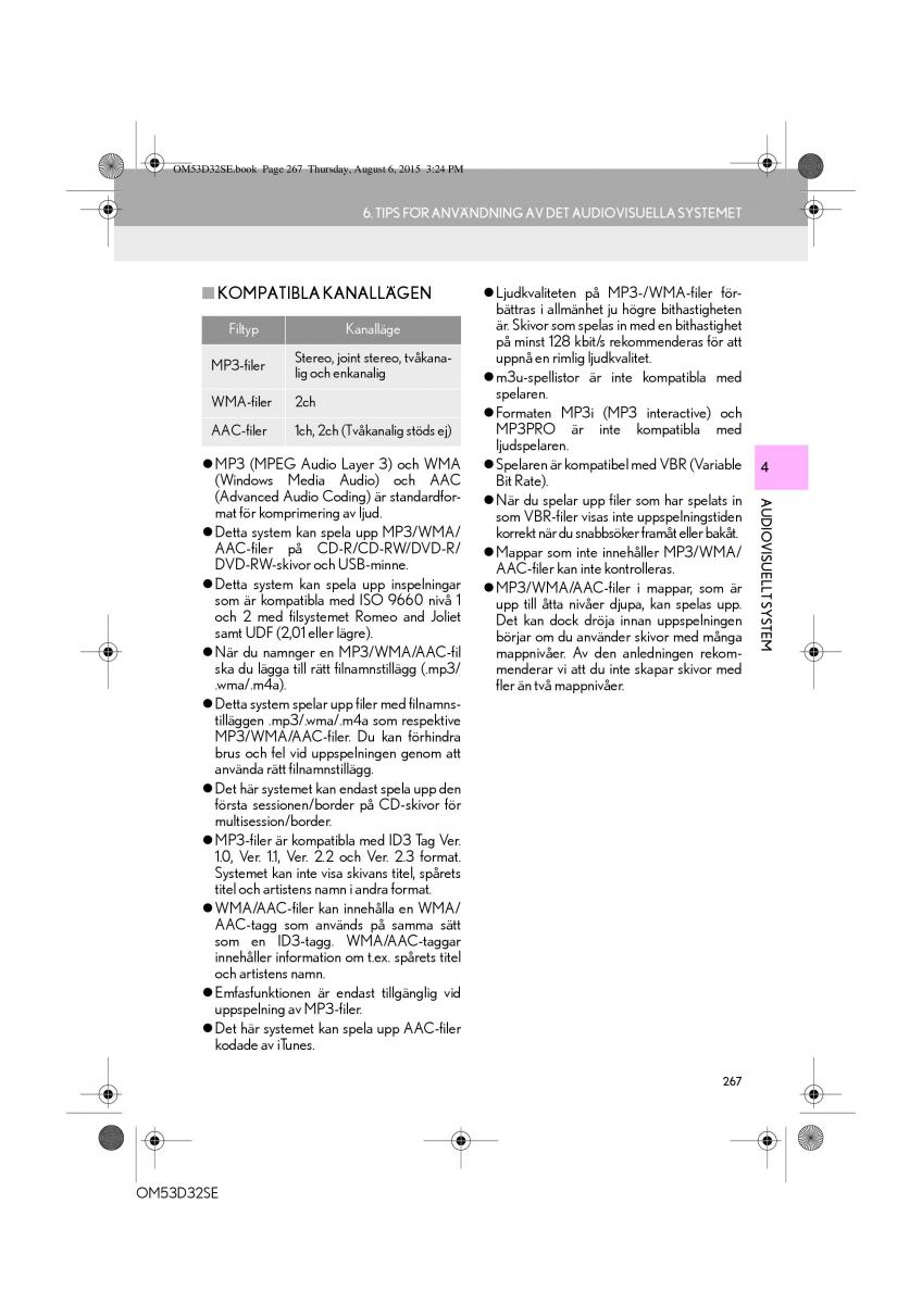 Lexus IS300h III 3 instruktionsbok / page 267