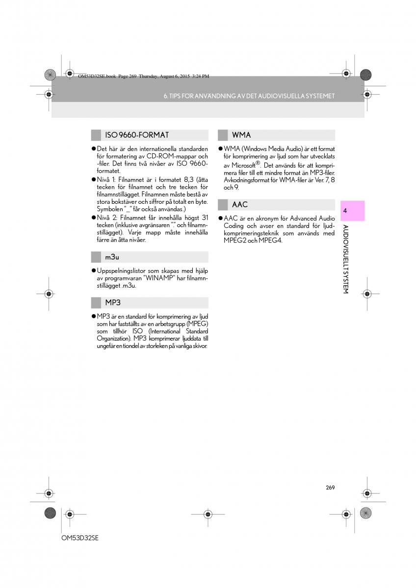 Lexus IS300h III 3 instruktionsbok / page 269