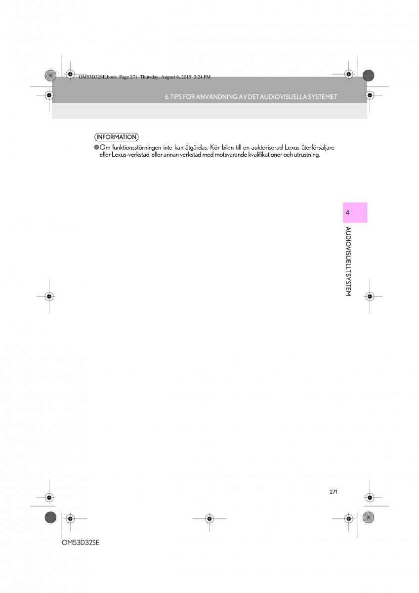 Lexus IS300h III 3 instruktionsbok / page 271