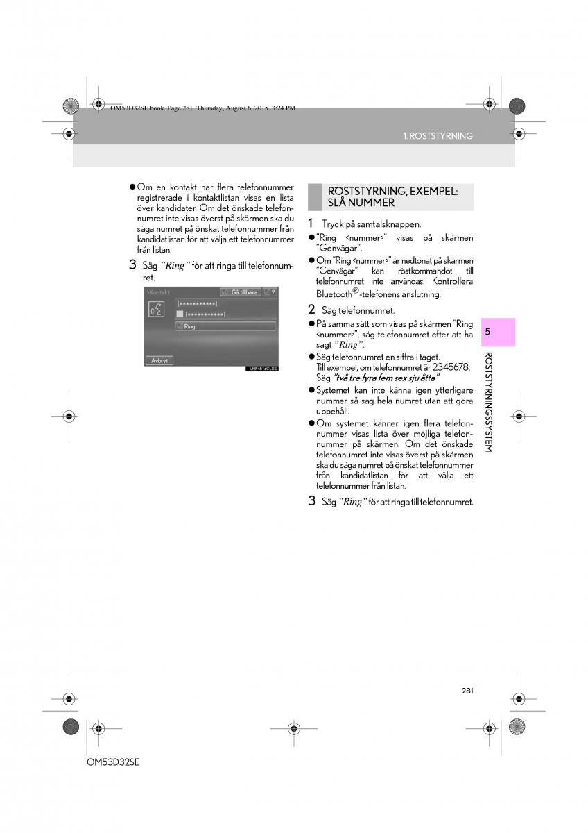 Lexus IS300h III 3 instruktionsbok / page 281