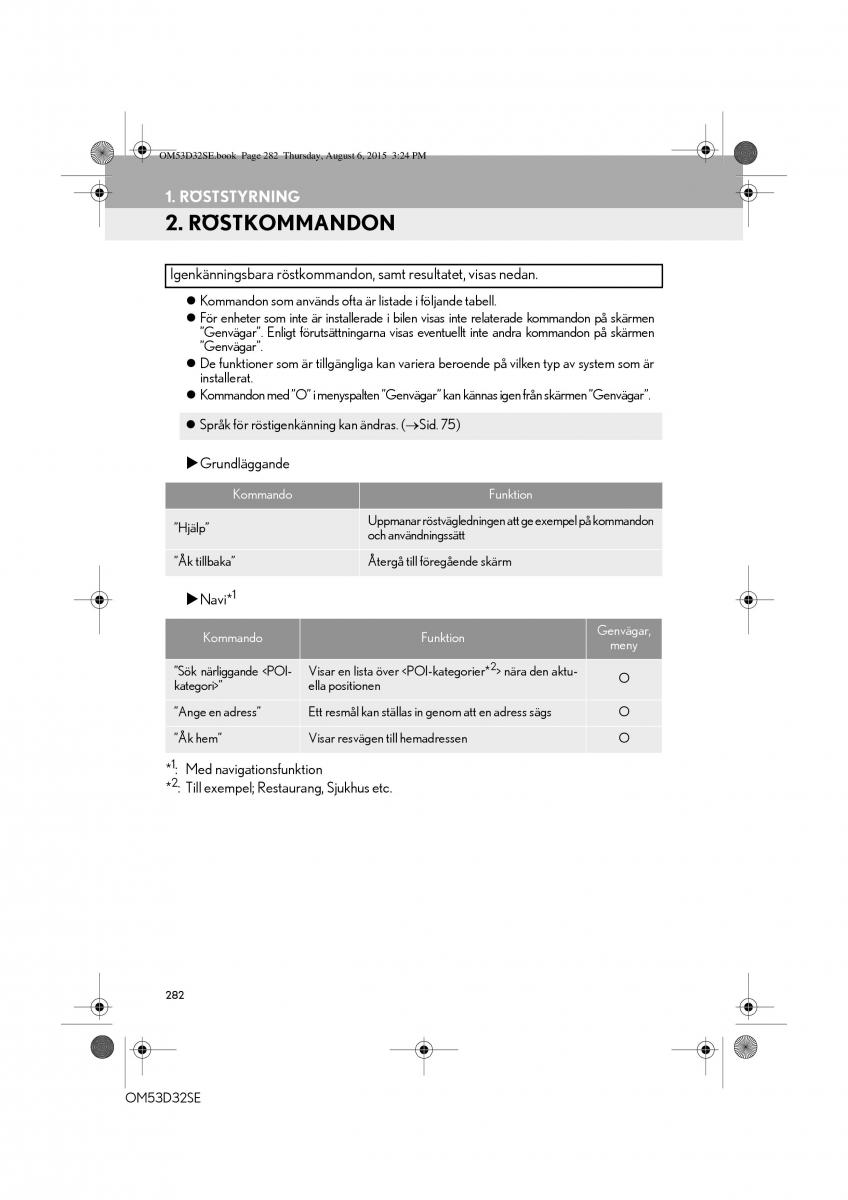 Lexus IS300h III 3 instruktionsbok / page 282