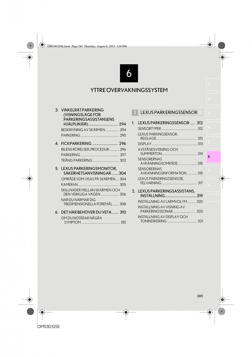 Lexus IS300h III 3 instruktionsbok / page 285