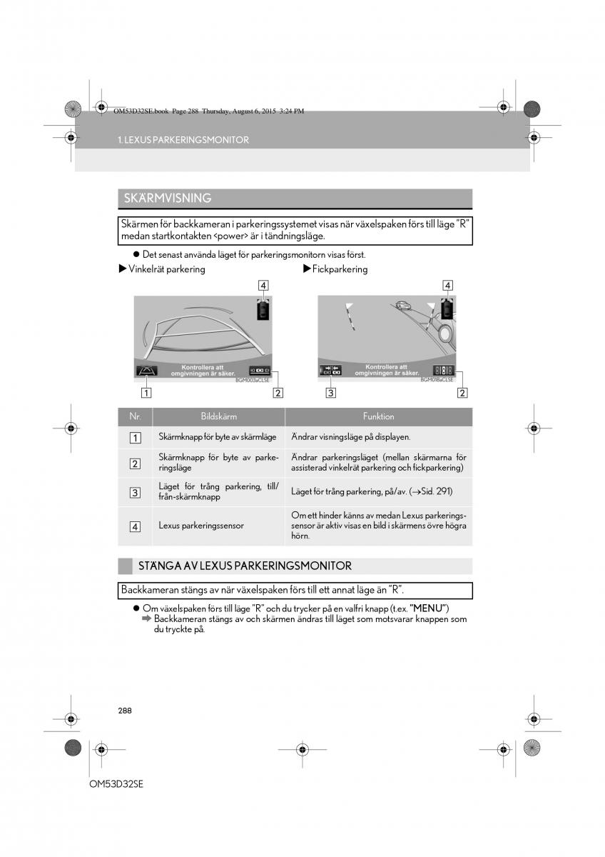 Lexus IS300h III 3 instruktionsbok / page 288