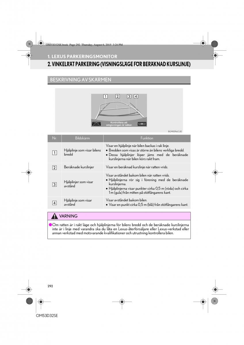 Lexus IS300h III 3 instruktionsbok / page 292